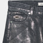 Silver foil print letter pocket denim pants Black【Delivery in February 2027】