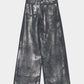 Silver foil print letter pocket denim pants Black【Delivery in February 2027】