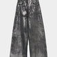 Silver foil print ornament denim pants Black【Delivery in February 2027】