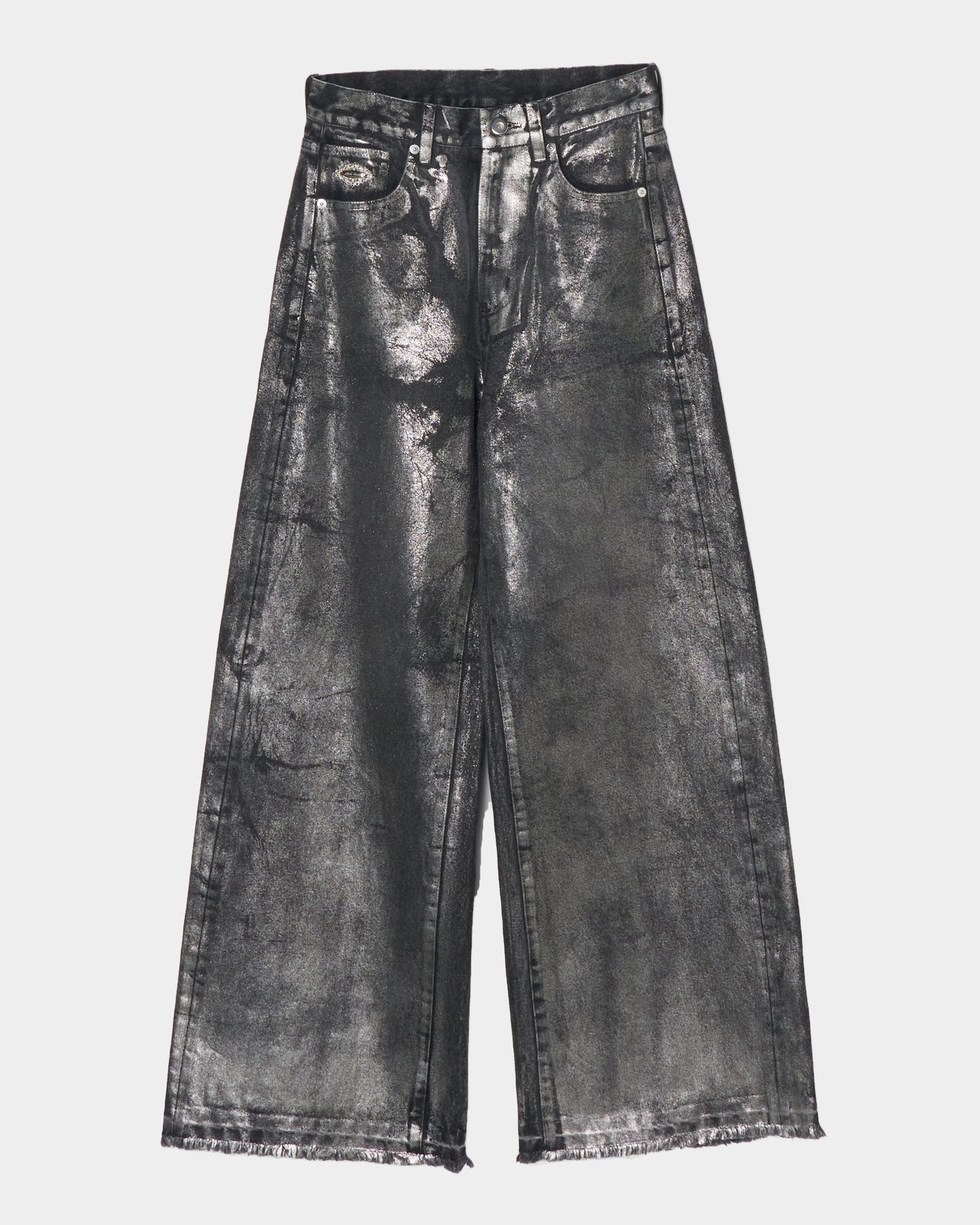 Silver foil print ornament denim pants Black【Delivery in February 2027】