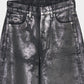 Silver foil print ornament denim pants Black【Delivery in February 2027】