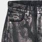 Silver foil print ornament denim pants Black【Delivery in February 2027】
