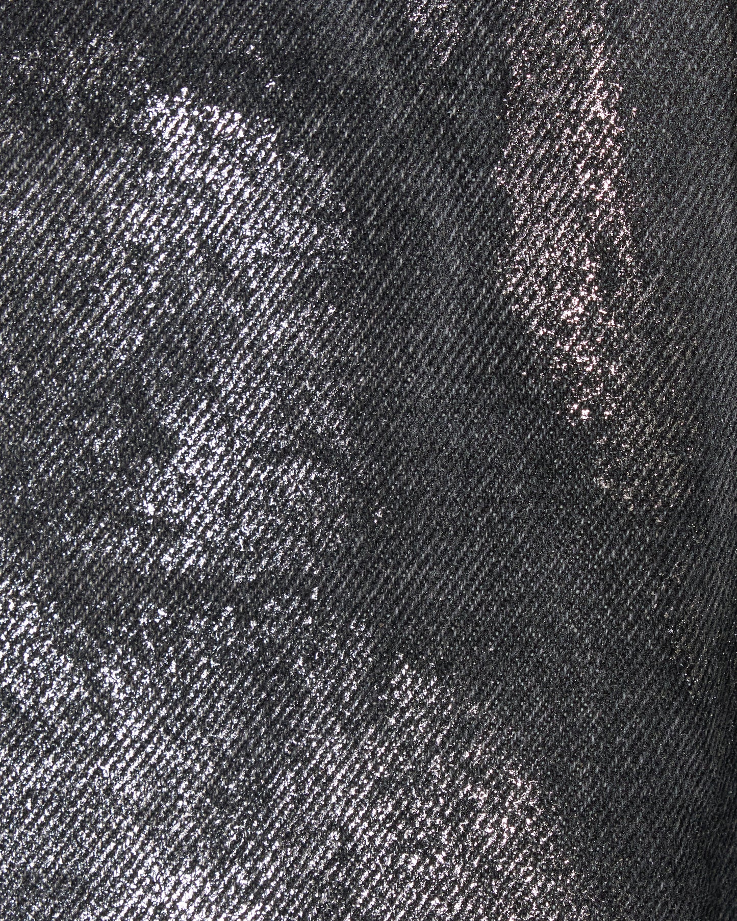 Silver foil print ornament denim pants Black【Delivery in February 2027】