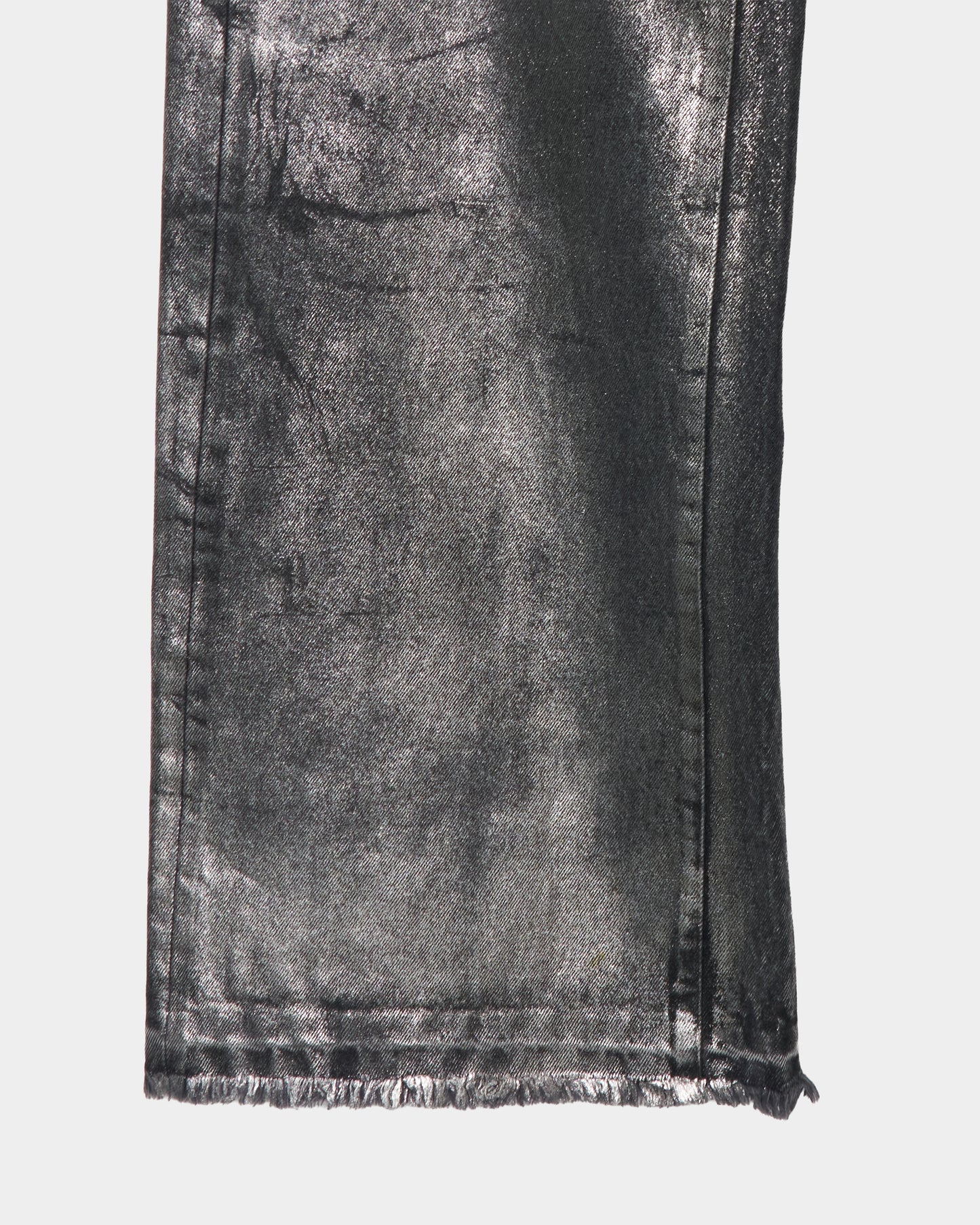 Silver foil print ornament denim pants Black【Delivery in February 2027】