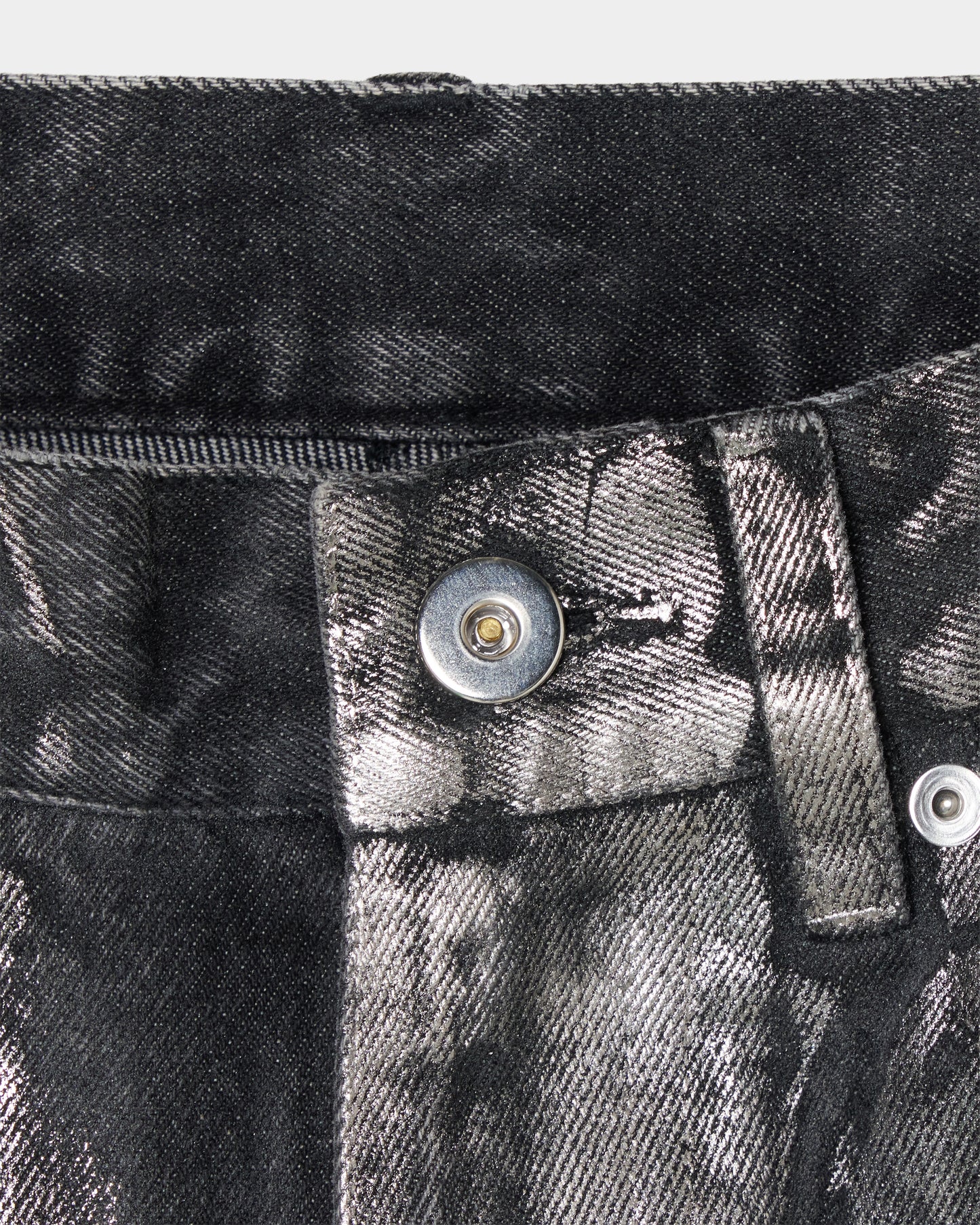 Silver foil print ornament denim pants Black【Delivery in February 2027】