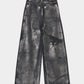 Silver foil print ornament denim pants Black【Delivery in February 2027】
