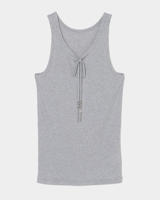 metal ribbon tank top Gray【Delivery in March 2027】