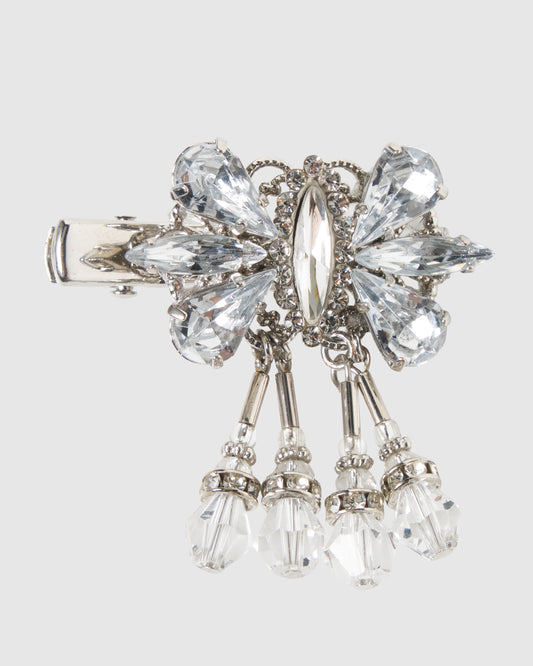 Ribbon bijou hair clip Silver【Delivery in February 2027】