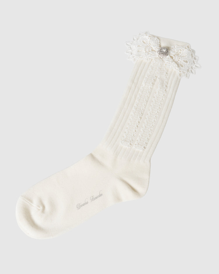 ribbon lace socks White【Delivery in February 2027】