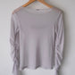 feather beads embroidery gather sleeve tops Gray【Delivery in February 2026】