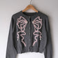 Ribbon tulle pearl embroidery cardigan Heather gray【Delivery in February 2026】