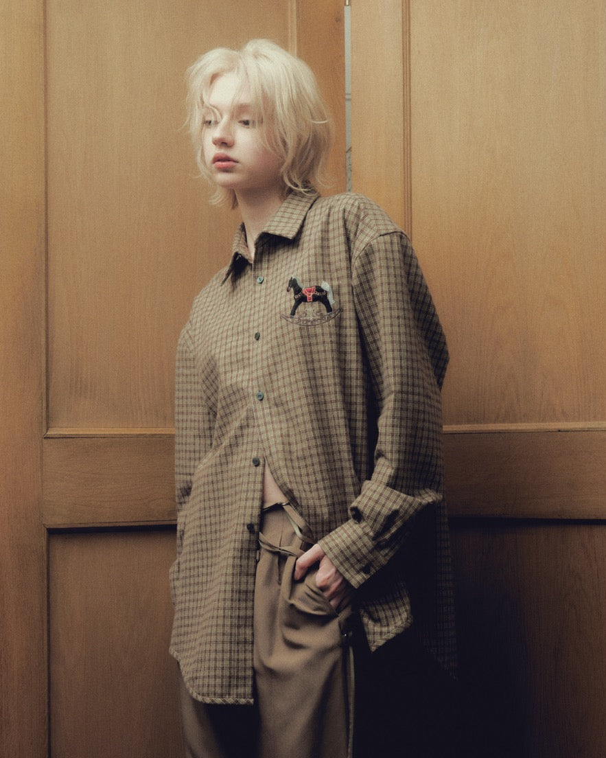 【New item】rocking horse check shirt Moss green【Delivery in April 2026】