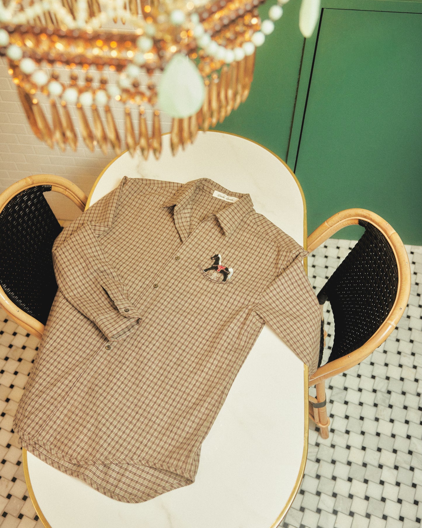 【New item】rocking horse check shirt Moss green【Delivery in April 2026】