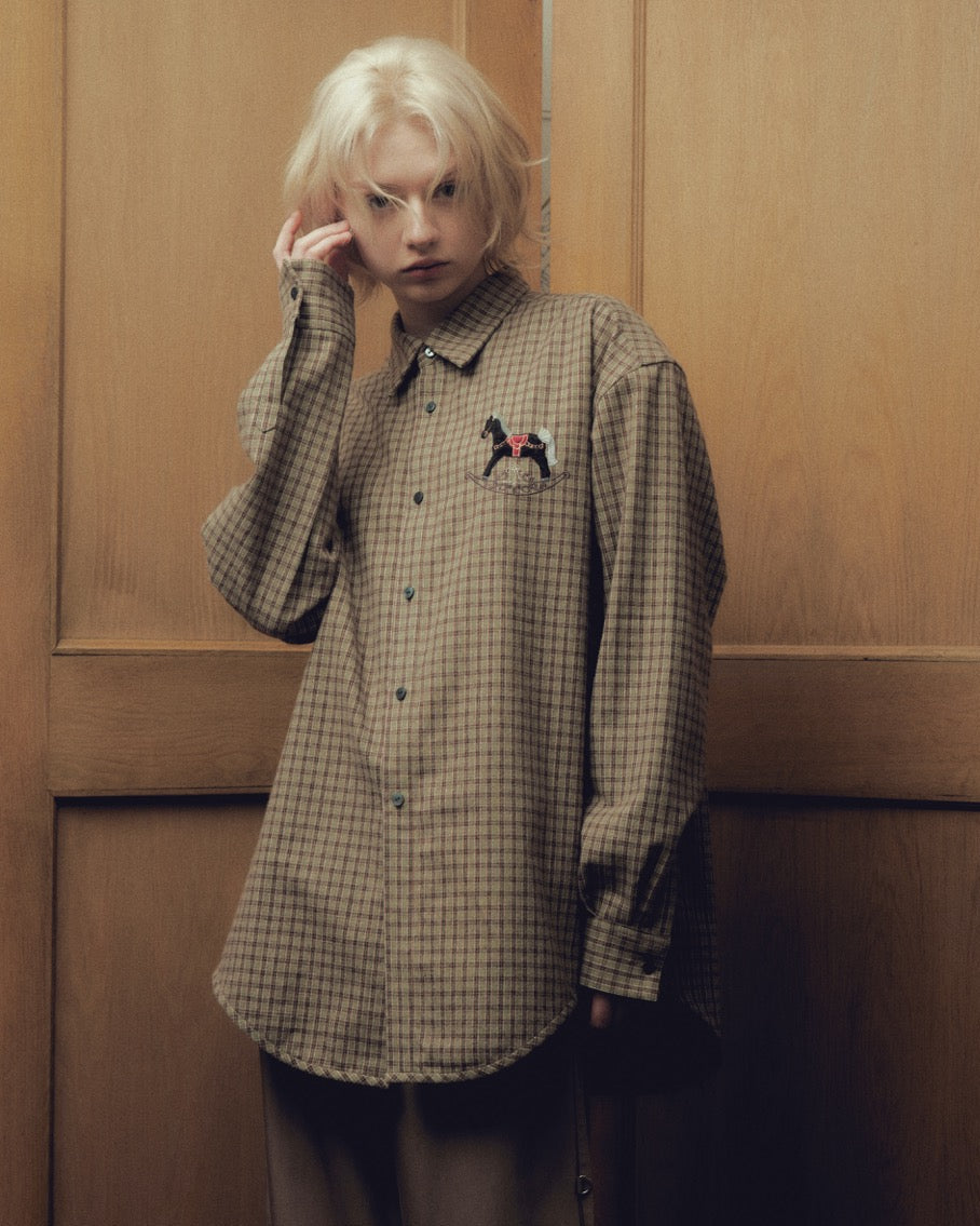 【New item】rocking horse check shirt Moss green【Delivery in April 2026】