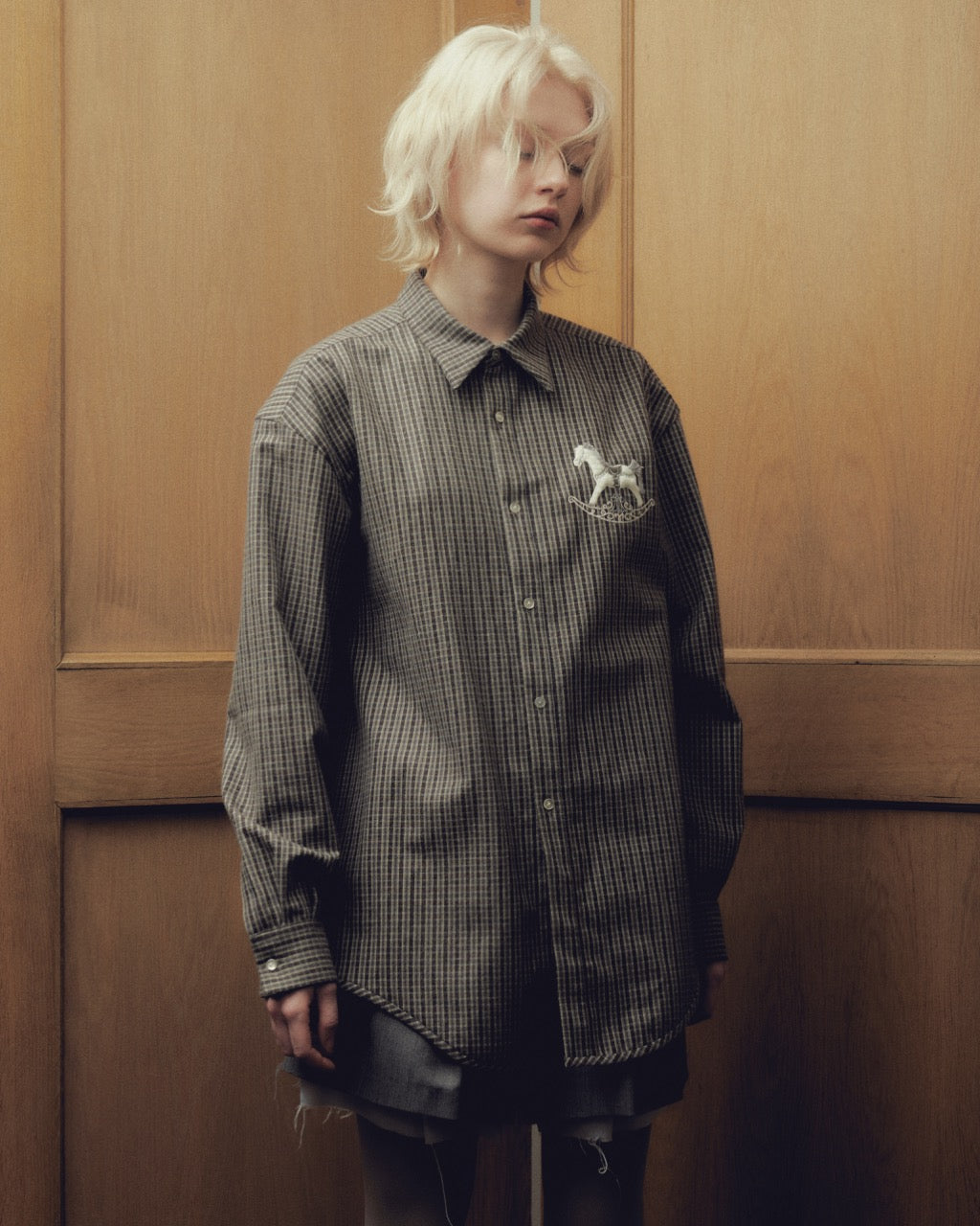 【New item】rocking horse check shirt Gray【Delivery in April 2026】