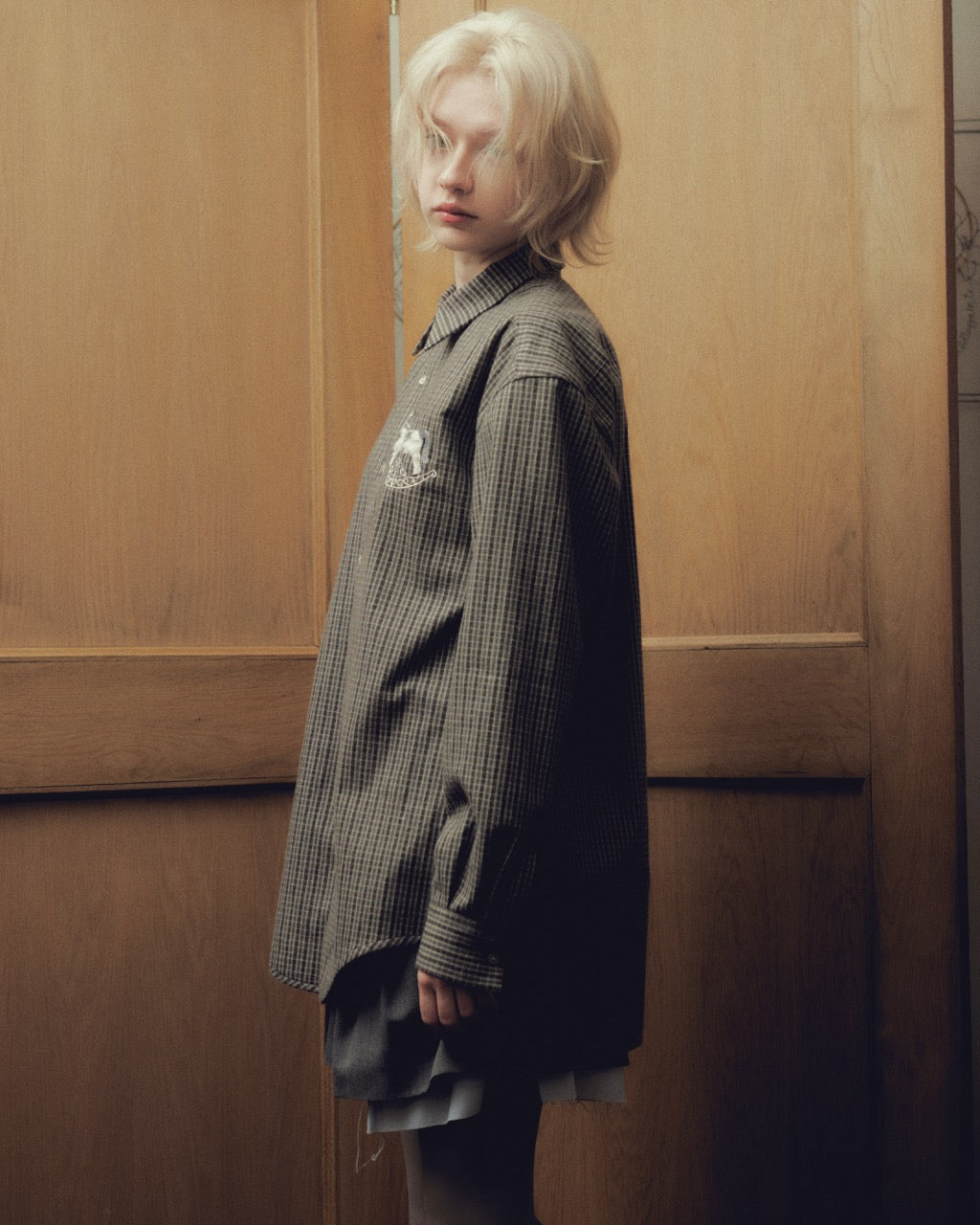 tanakadaisuke(タナカダイスケ)|シャツ|rocking horse check shirt Gray