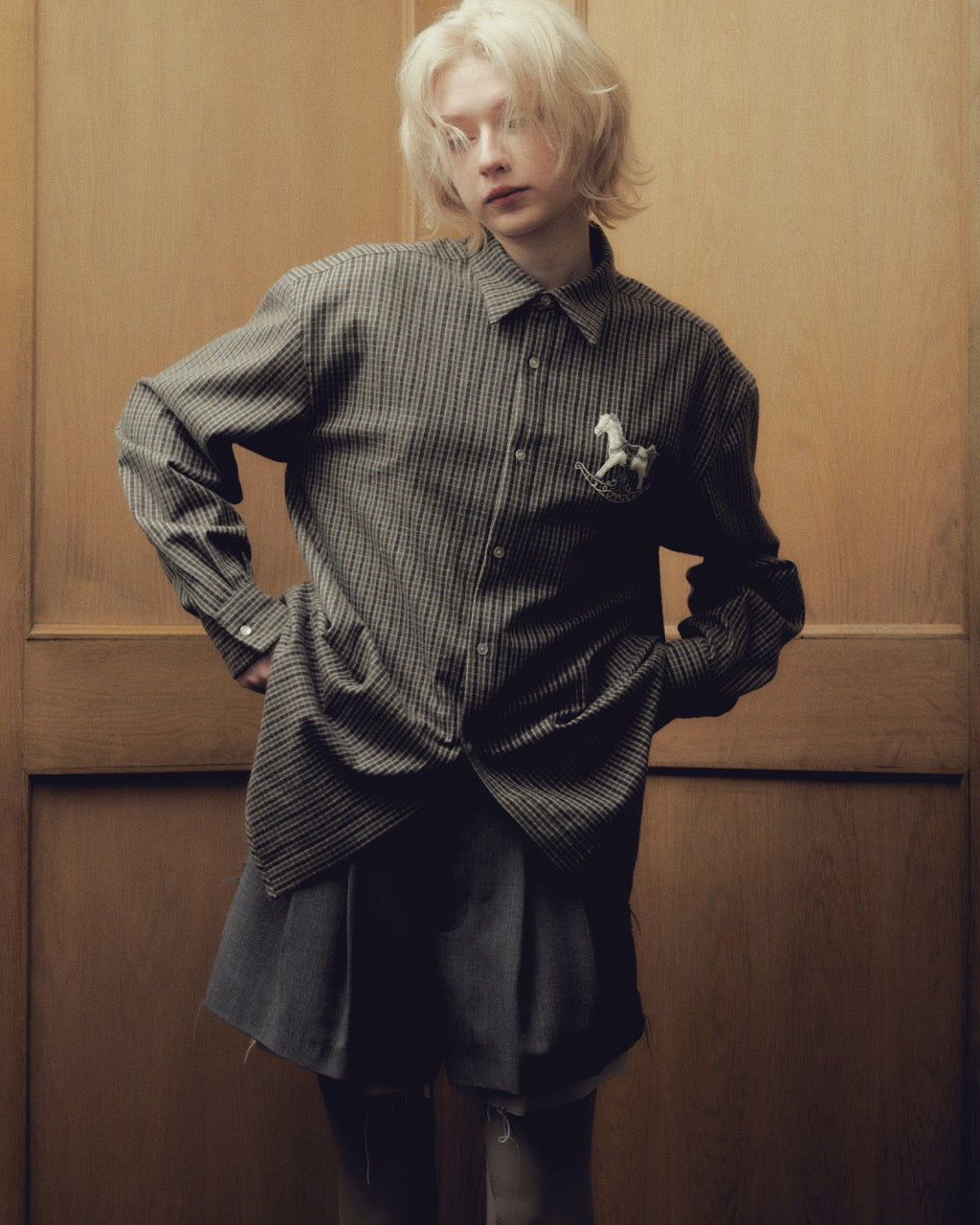 【New item】rocking horse check shirt Gray【Delivery in April 2026】