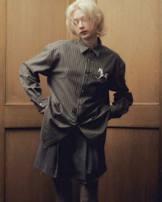 【New item】rocking horse check shirt Gray【Delivery in April 2026】
