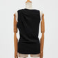 one-side drape gather tank top Black【stock】