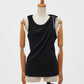 one-side drape gather tank top Black【stock】