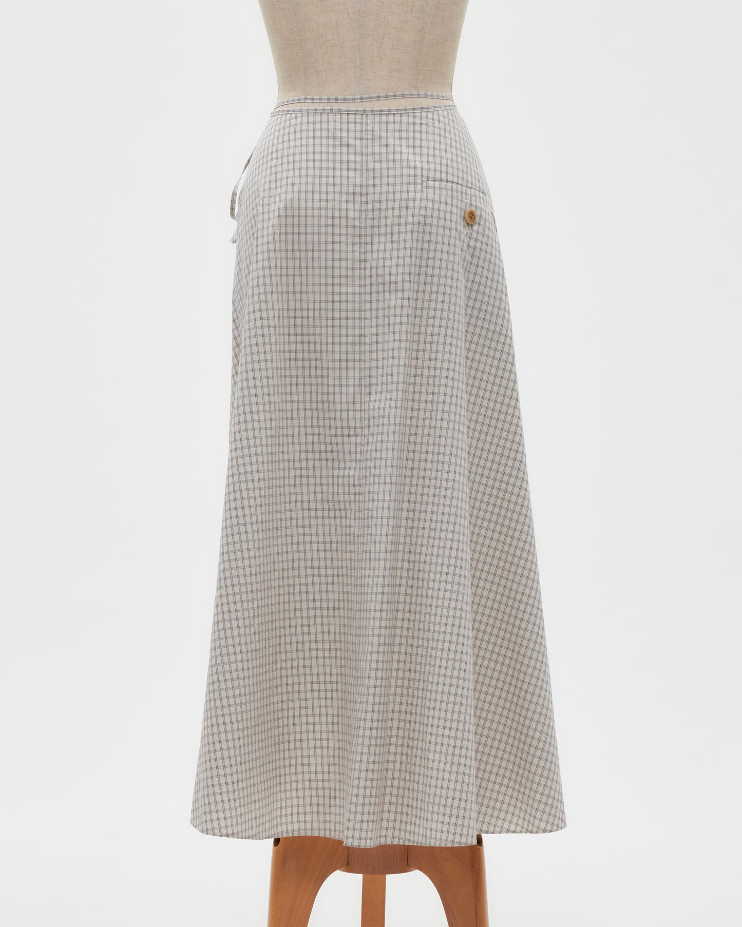 check frilled wrap skirt Ivory【stock】