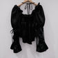 front hook ribbon satin blouse Black【Delivery in July 2025】