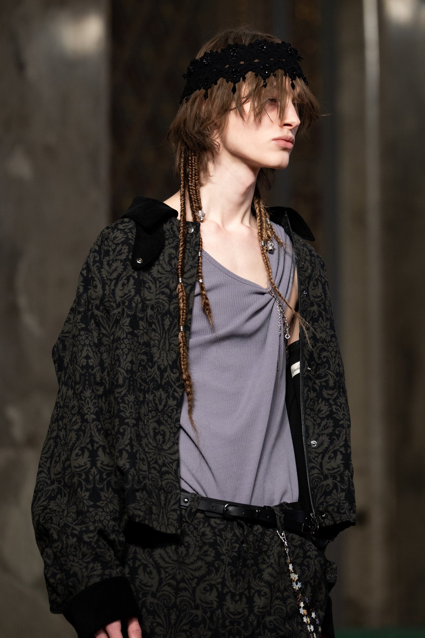 lace crochet knit hair band Black【Delivery in August 2026】