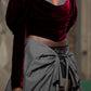 check corset velvet blouse Red【Delivery in September 2026】