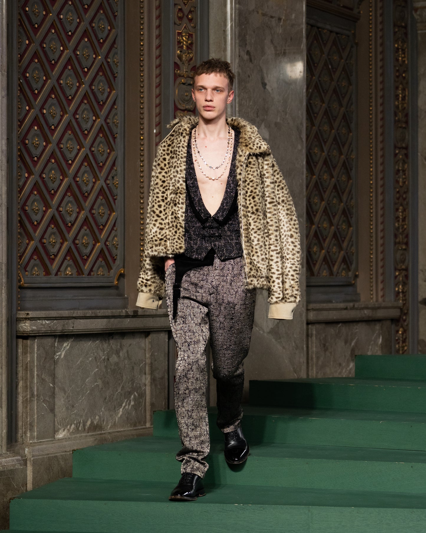 lame leopard fur blouson【Delivery in September 2026】