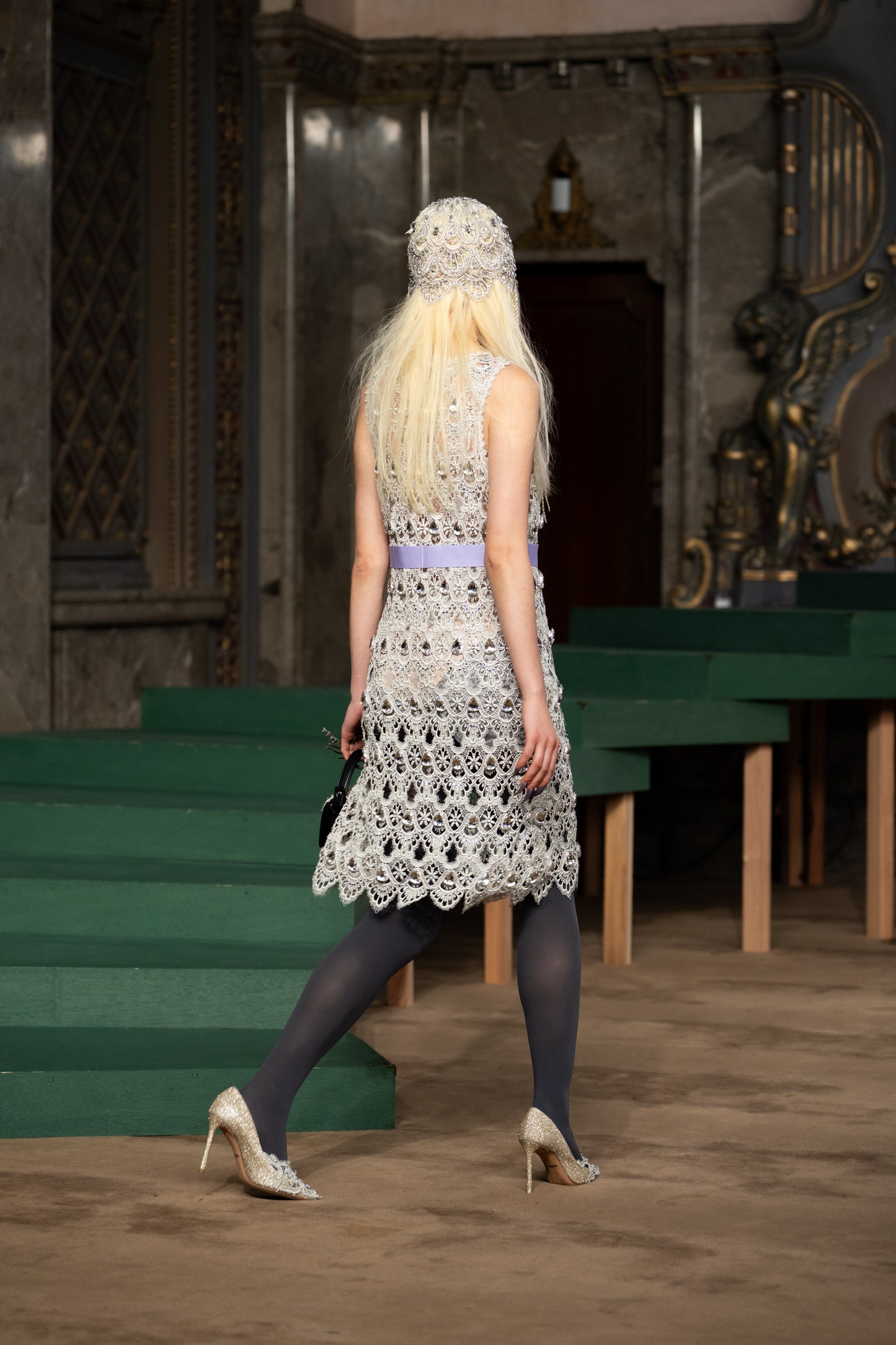 silver lace bijou mini dress【Delivery in September 2026】