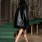 Black china button leather jacket【Delivery in September 2026】