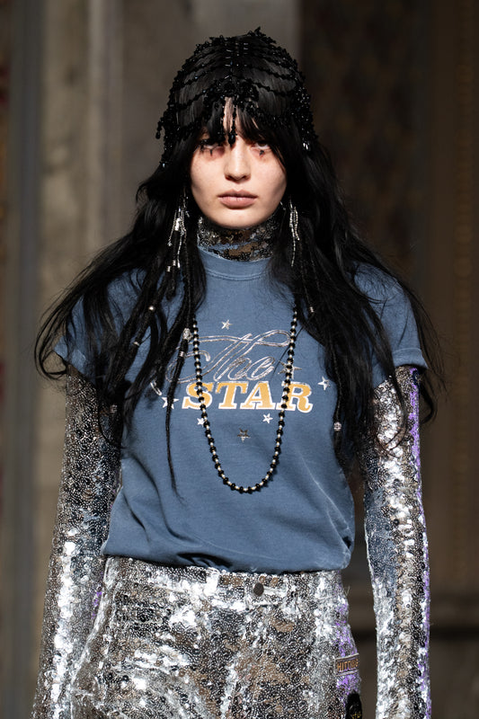 black bijou ribbon head piece【Delivery in August 2026】