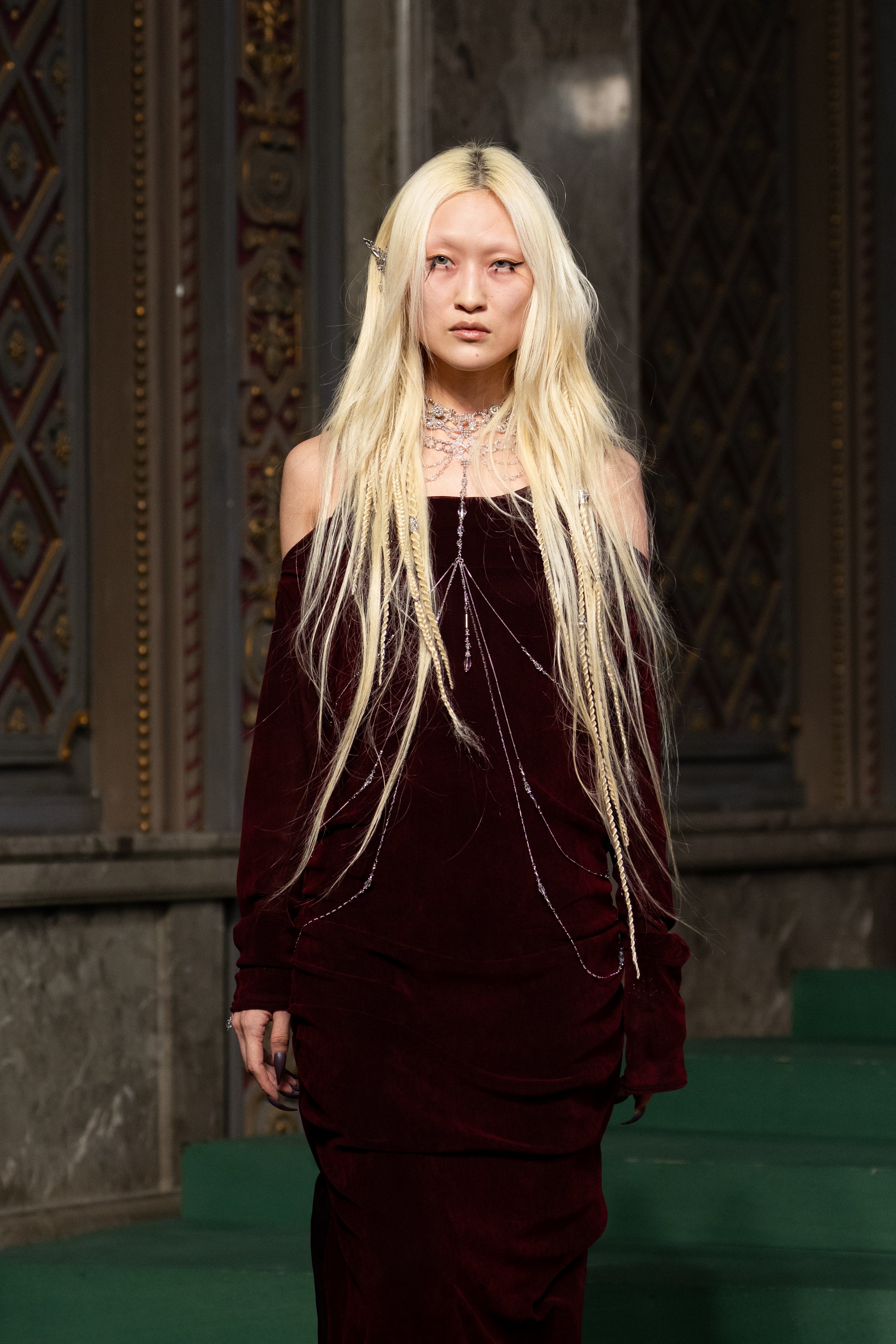 タナカダイスケ|ドレス|shoulder chain flocky tulle dress