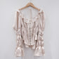 front hook ribbon satin blouse Beige【Delivery in July 2025】