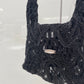 Black scale braid embroidery mini bag【Delivery in August 2025】