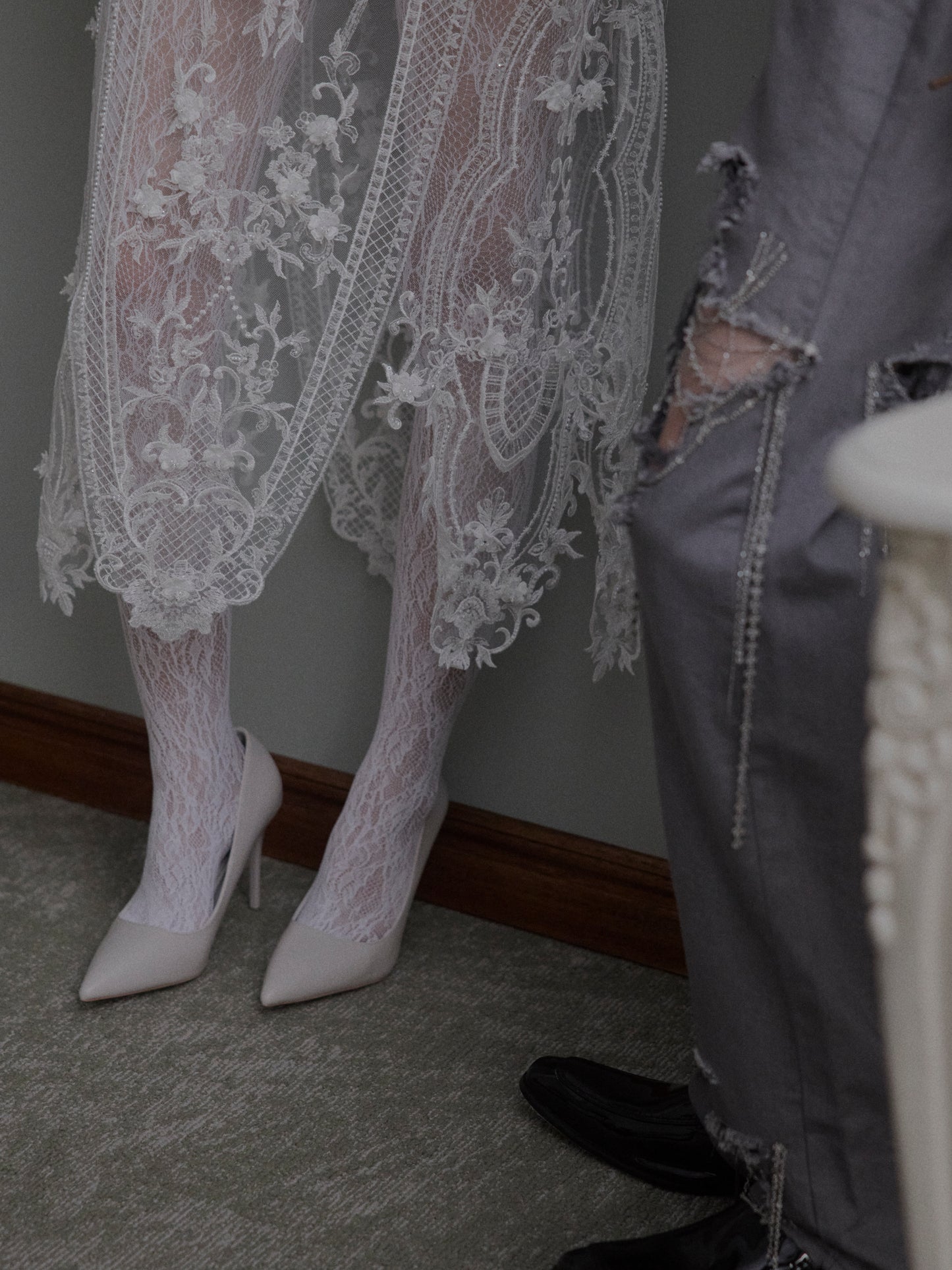 chain damaged denim pants Gray【Delivery in February 2026】