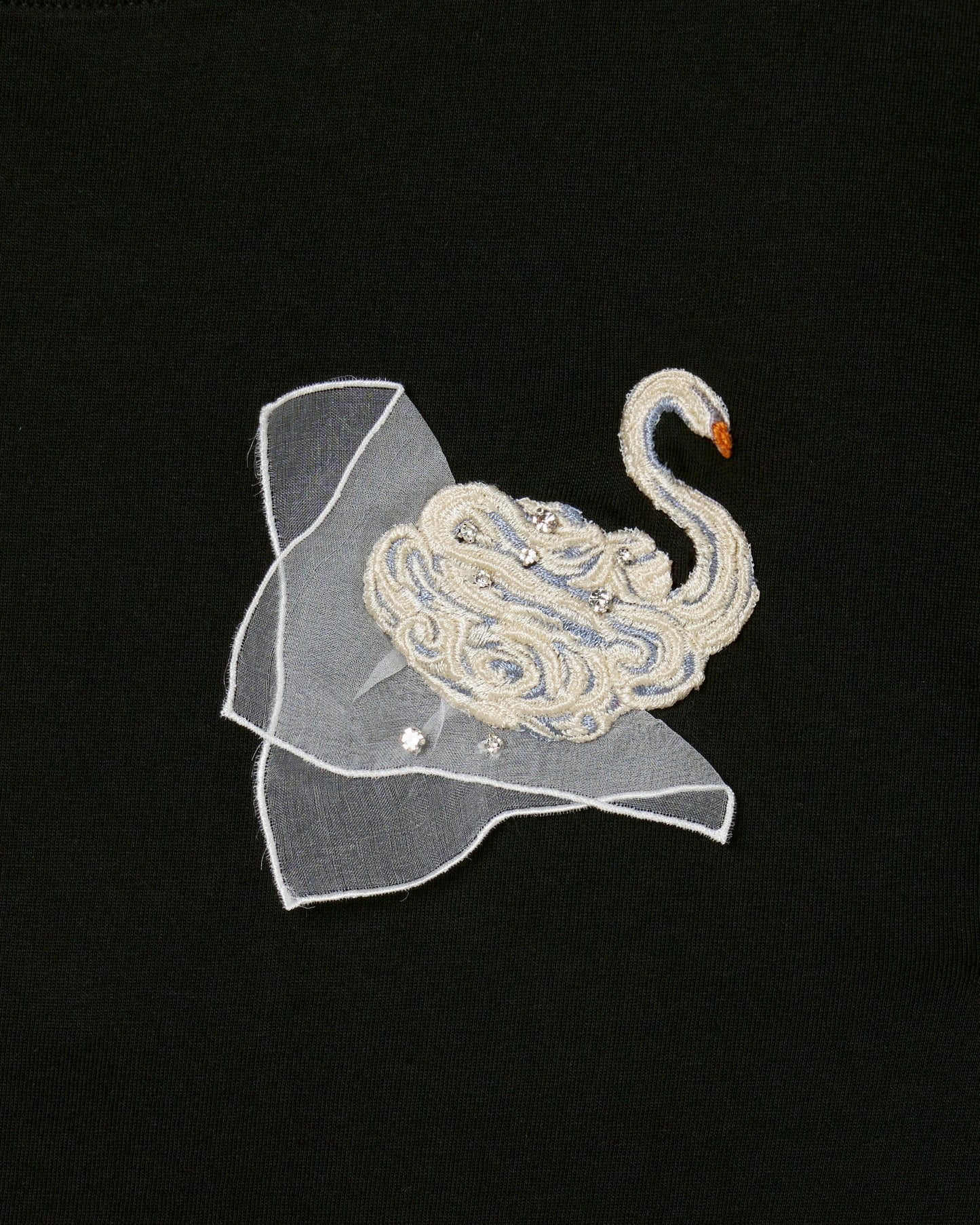 Meringue swan T-shirt Black【Delivery in June 2026】