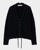 lace crochet knit ribbon cardigan Black【Stock】