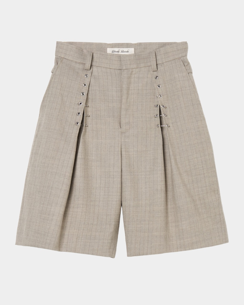 piercing stripe cross tack half pants Greige【Delivery in July 2026】