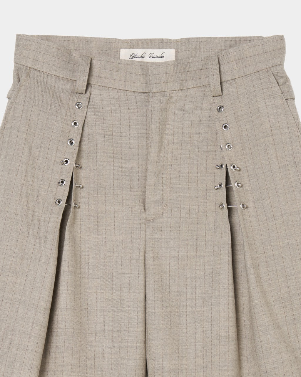 piercing stripe cross tack half pants Greige – tanakadaisuke