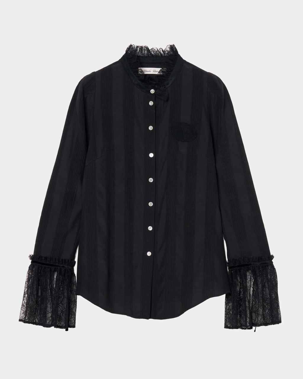 lace cuffs tack blouse Black【Delivery in June 2026】