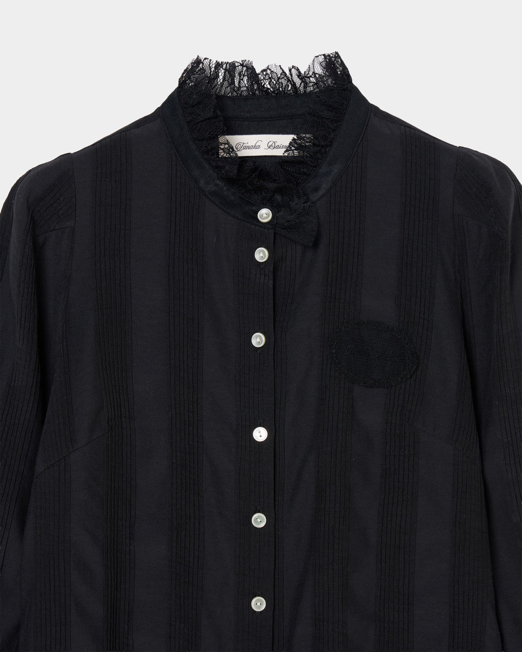 lace cuffs tack blouse Black【Delivery in June 2026】