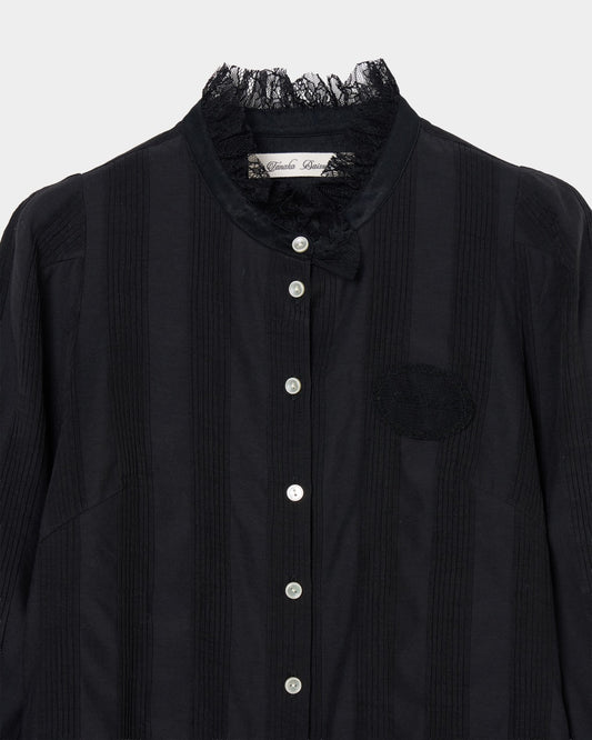 lace cuffs tack blouse Black【Delivery in June 2026】