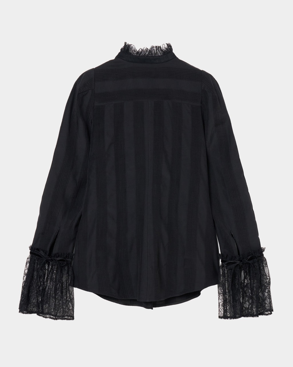 lace cuffs tack blouse Black【Delivery in June 2026】