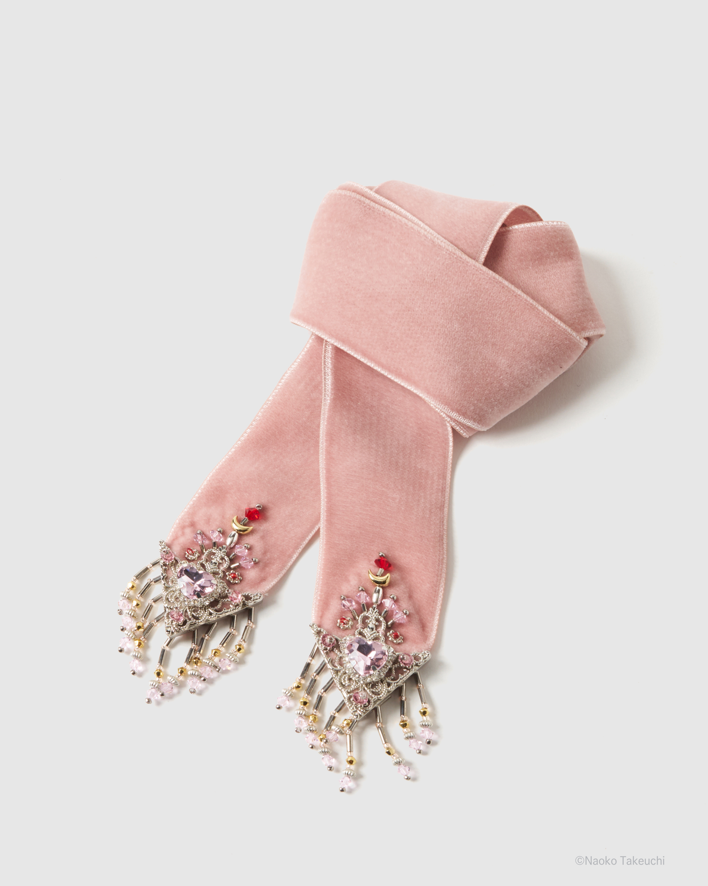 Sailor Chibi Moon crystal silver tip velvet long ribbon【stock】