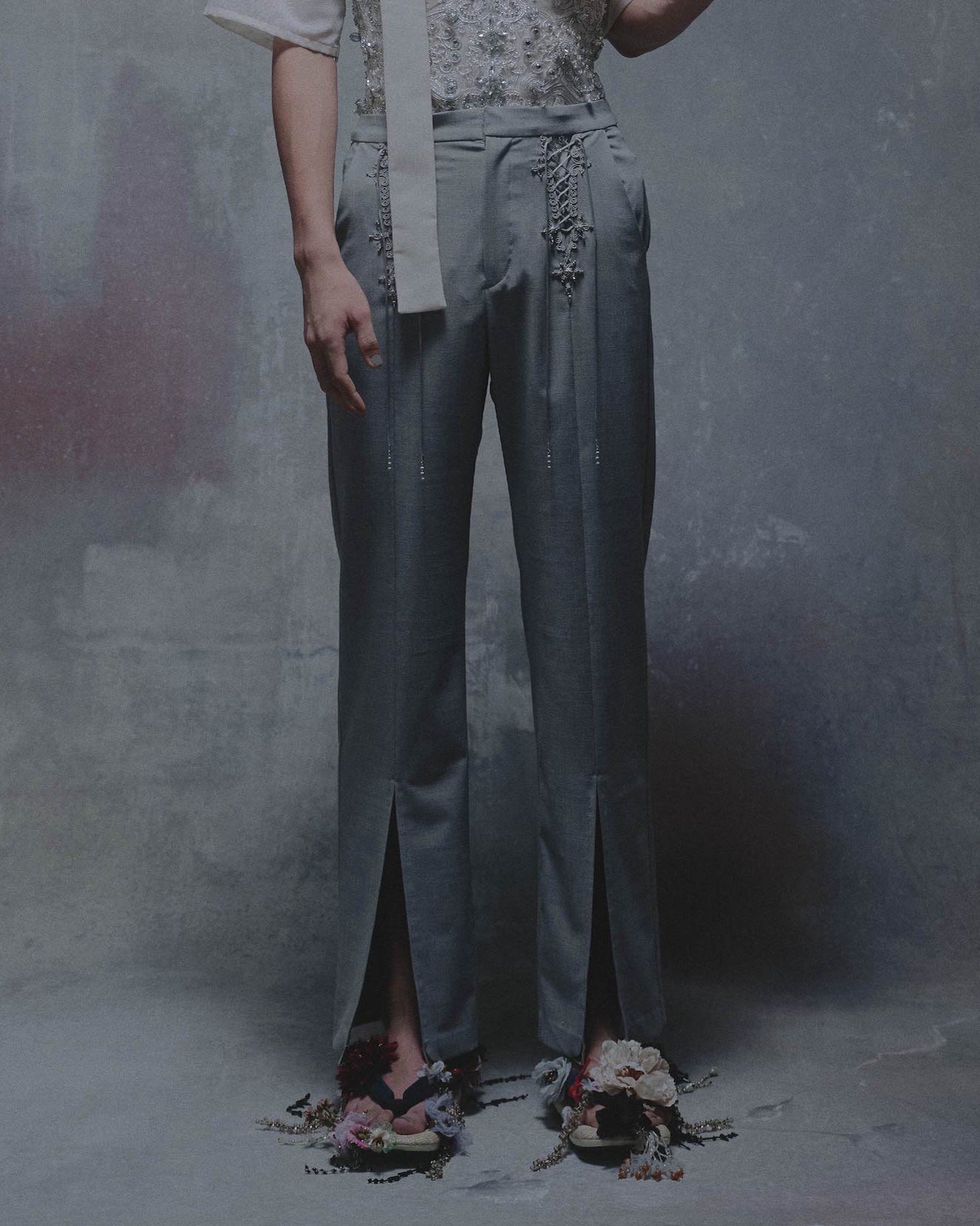 lace up darts straight pants【Delivery in February 2024】