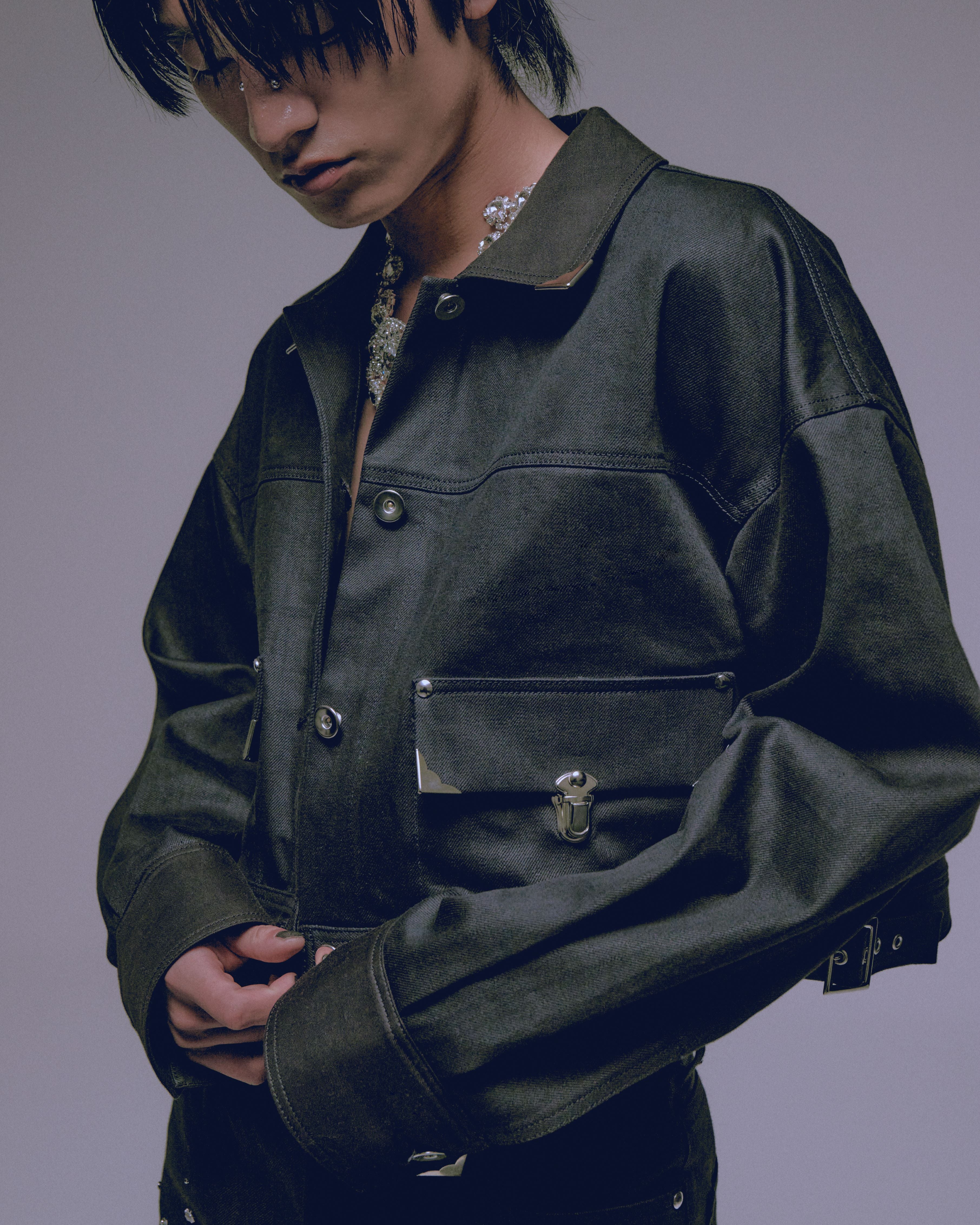 Silver metal black denim jacket【stock】 – tanakadaisuke