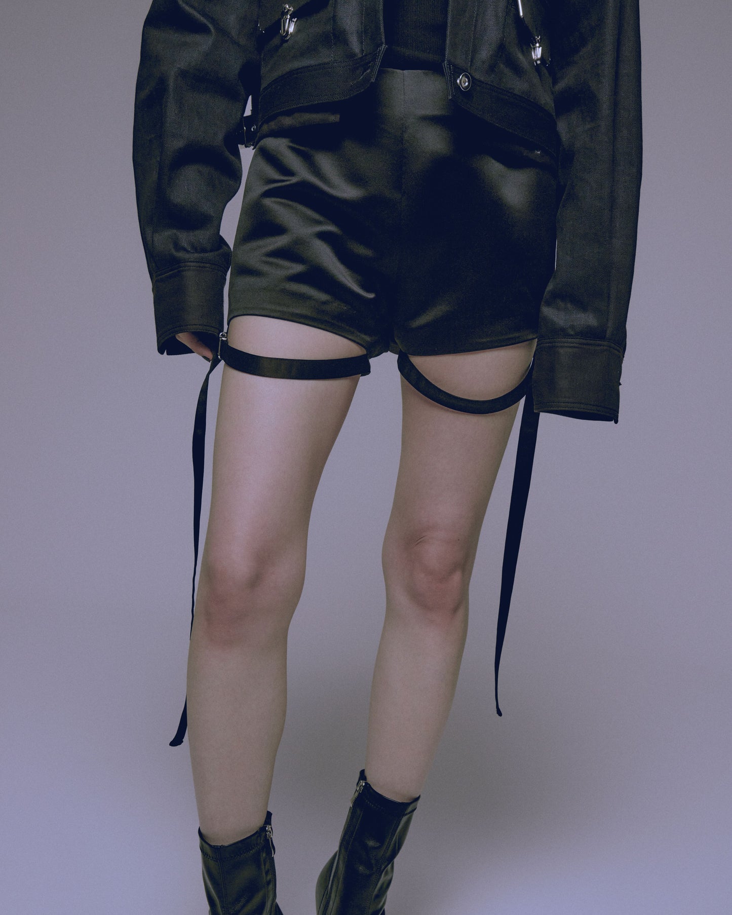 thighs belted bloomers satin pants【Stock】