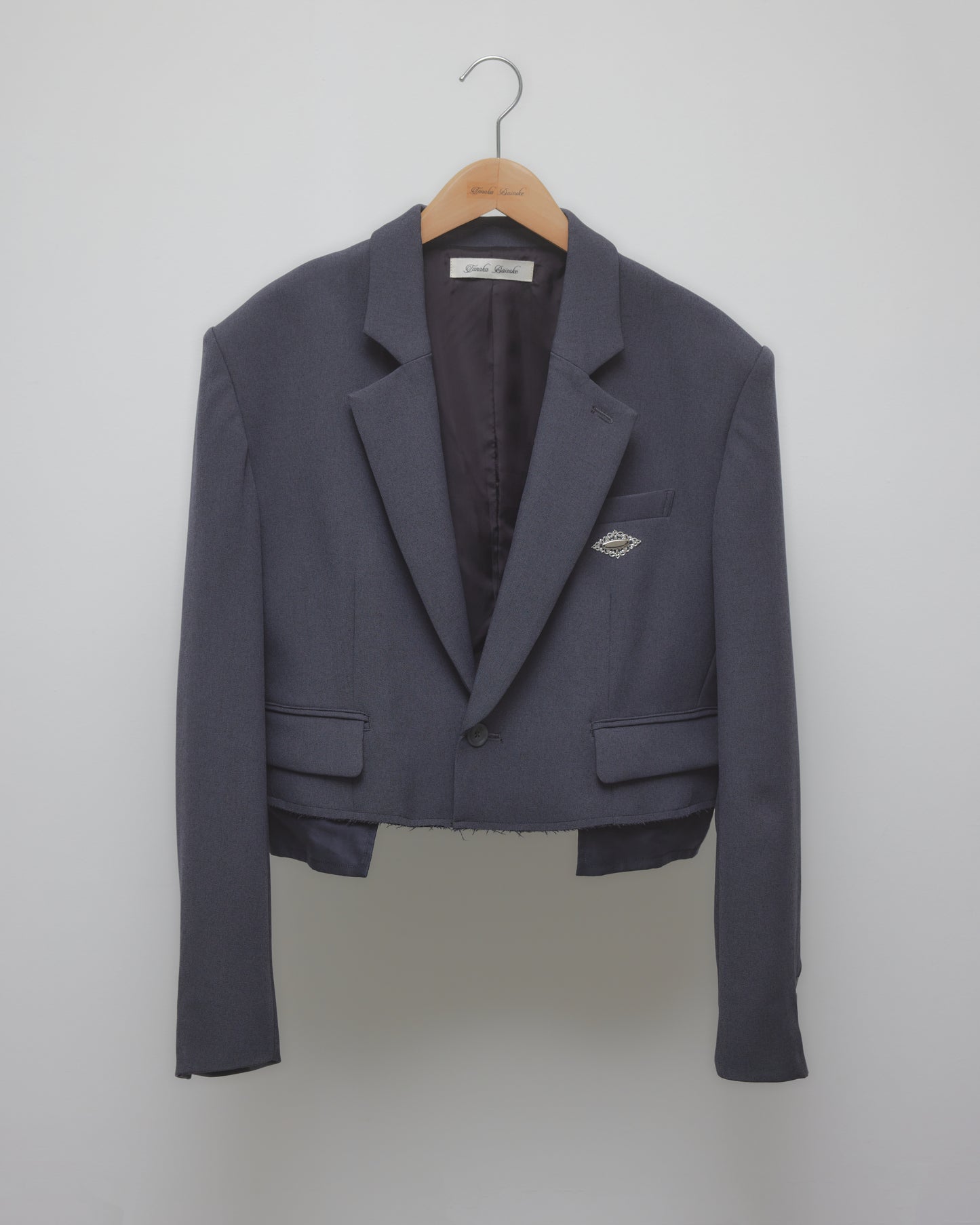 Stripe lining cropped jacket Gray【Delivery in January 2027】