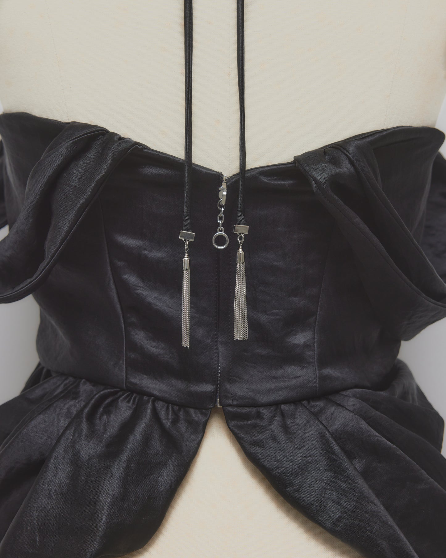 satin drape camisole tops Black【Delivery in February 2027】